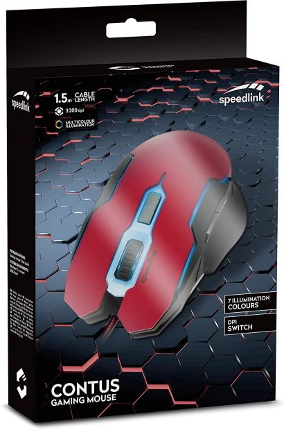 Speedlink CONTUS Gaming Mouse - Gaming-Maus mit 5 Tasten schwarz-rot