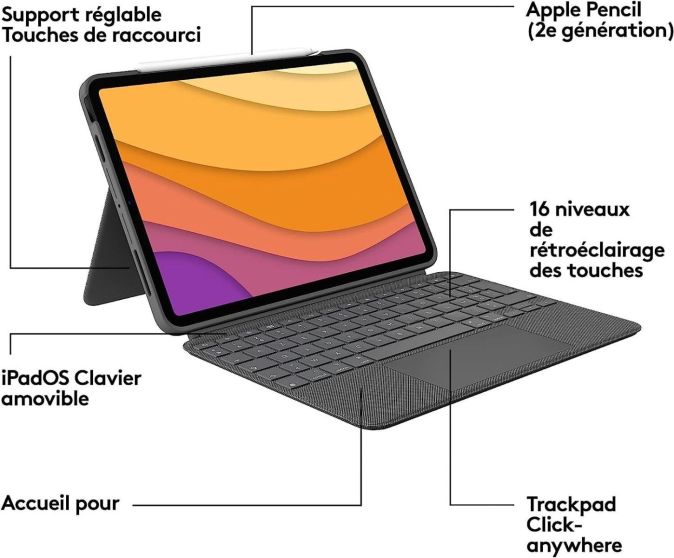Logitech Combo Touch Case Schutzhülle mit Tastatur FR Layout [B-WARE]