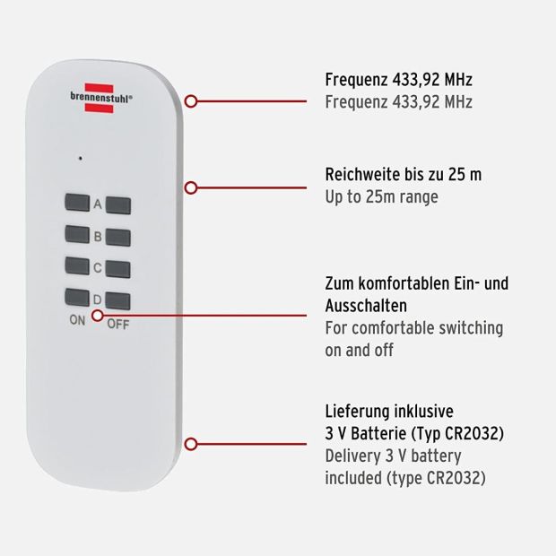 Brennenstuhl Funkschalt-Set 2er Funksteckdosen Set Schwarz