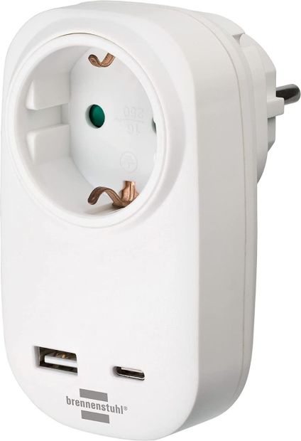 Brennenstuhl Steckdose mit USB USB-C Adapter schnellladen Zwischensteckdose 