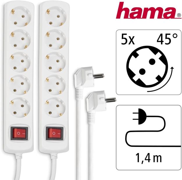 Hama Steckdosenleiste 5-fach im Doppelpack Kabel 1,4m Hama Steckdosenleiste 5-fach im Doppelpack Kabel 1,4m