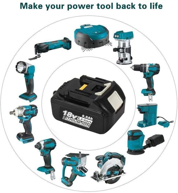 VANON 5.5Ah Ersatzakku für Makita 18V Akku mit LED-Anzeige ( (2 Stück)