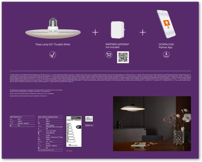 Ledvance SMART+ TIBEA Innenleuchte Bundle inkl. LED-Lampe mit ZigBee 22 W