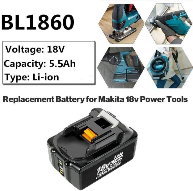 VANON 5.5Ah Ersatzakku für Makita 18V Akku mit LED-Anzeige ( (2 Stück)