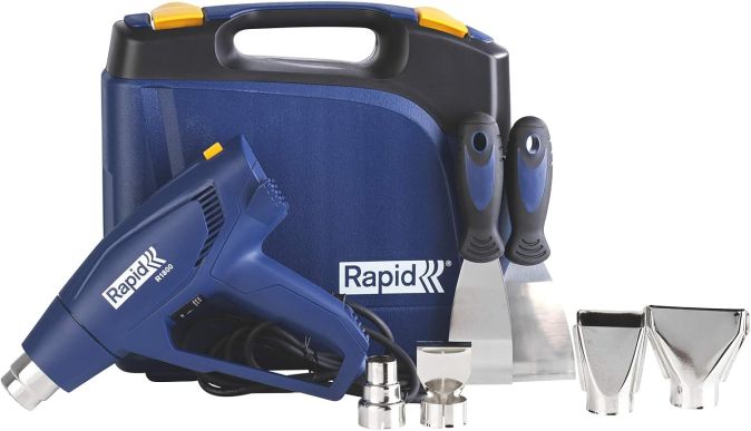 Rapid R1800 Heißluftpistole mit 4 Düsen 2 Farbschaber 1800W Heißluftfön 300-550°