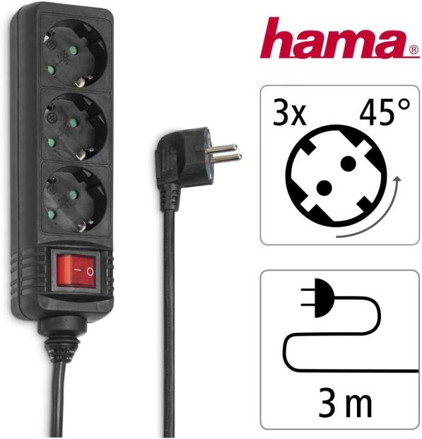 Hama Steckdosenleiste 3-fach 3m Mehrfachsteckdose Hama Steckdosenleiste 3-fach 3m Mehrfachsteckdose
