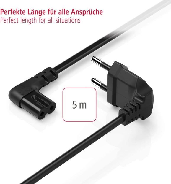 Hama Euro-Netzkabel 2-polig 5 m Schwarz Hama Euro-Netzkabel 2-polig 5 m Schwarz