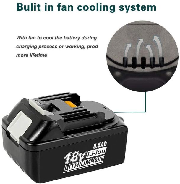 VANON 5.5Ah Ersatzakku für Makita 18V Akku mit LED-Anzeige ( (2 Stück)