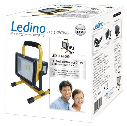 Ledino LED-Akkustrahler 20 W Li-Ionen Akku LED Strahler