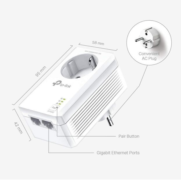 TP-Link TL-PA7027P KIT Powerline Netzwerkadapter 1000Mbps Steckdose Ethernet