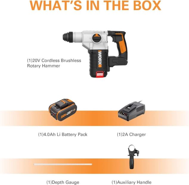 WORX WX380.1 Akku-Bohrhammer 4in1 Bohrschrauber Stemmhammer 