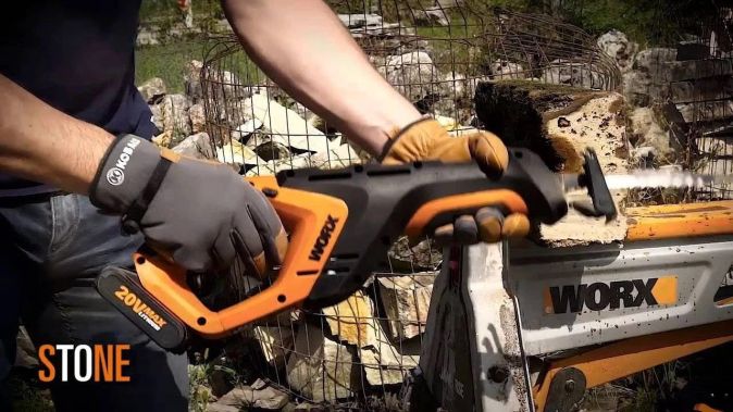WORX WX508 Säbelsäge 20V zum Schneiden von Holz LED-Licht Reciprosäge mit Akku