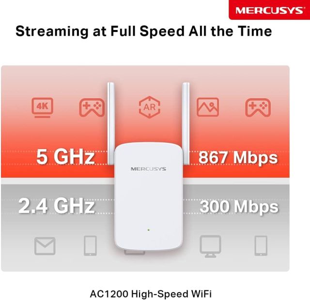 Mercusys ME30 WLAN Verstärker 867MBit/s 5GHz + 300MBit/s 2,4GHz Repeater AC1200 [B-WARE]