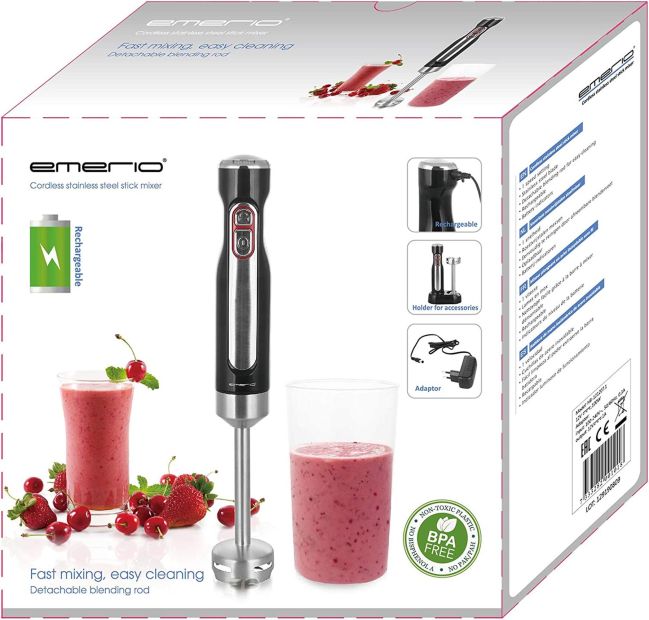 Emerio Stabmixer Edelstahl Handmixer Akku Pürierstab 100W Emerio Stabmixer Edelstahl Handmixer Akku Pürierstab 100W