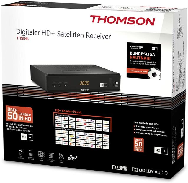 THOMSON THS844 Digitaler HD+ Satelliten Receiver DVB-S2, inkl. HD plus Karte