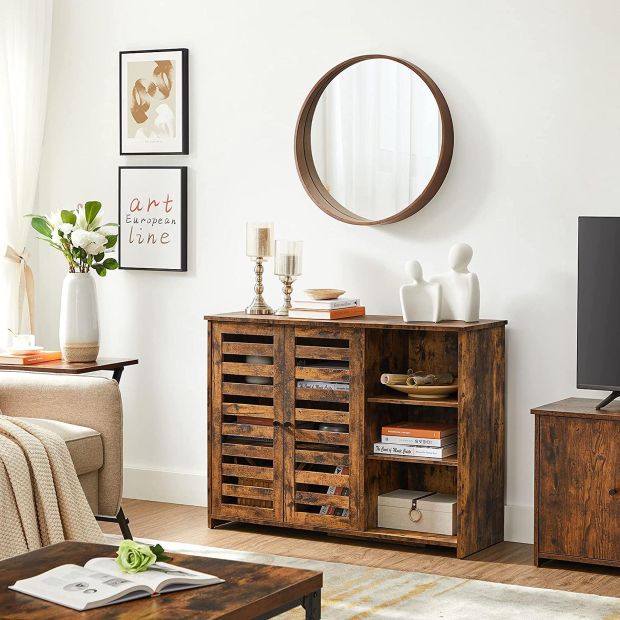 VASAGLE Sideboard Kommode Anrichte Holz Antik Vintage Schrank Beistellschrank VASAGLE Sideboard Kommode Anrichte Holz Antik Vintage Schrank Beistellschrank