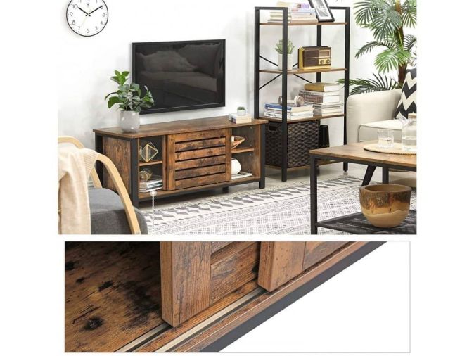 VASAGLE TV Schrank Fernsehtisch 2 Schiebetüre mit 2 Regalebenen 110 x 40 x 45 cm