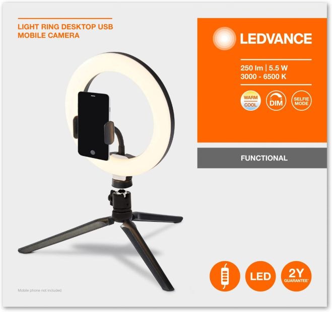 Ledvance LED Ringlicht mit Stativ Handy Ringleuchte Fernbedienung Bluetooth