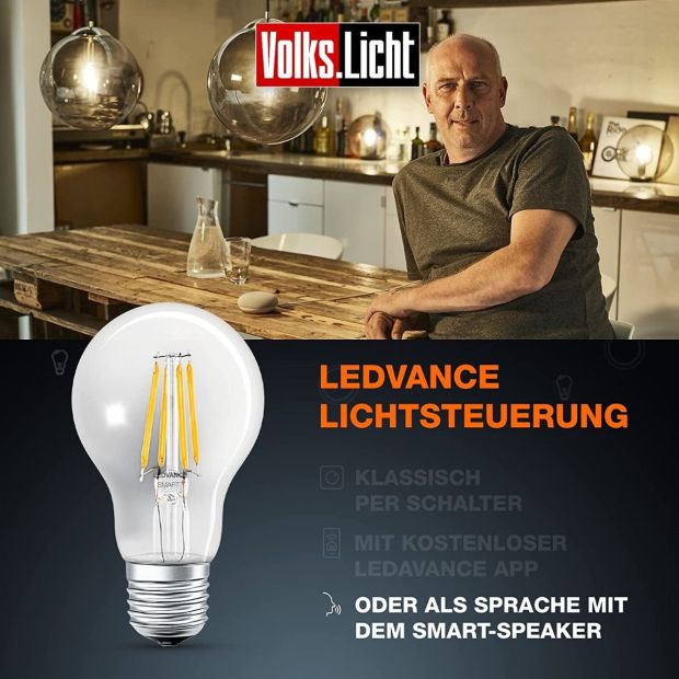 LEDVANCE Volks-Licht E27 Smart+ LED Lampe Bluetooth 6W Dimmbar