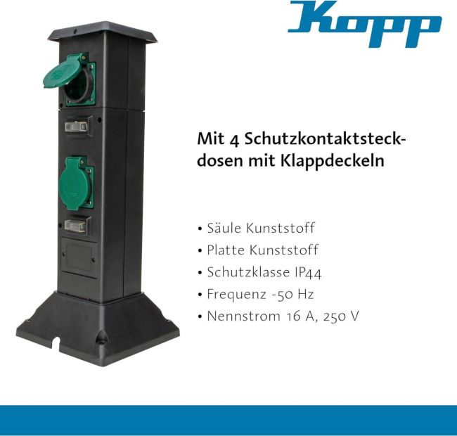 Kopp Energiesäule Garten mit 4 Schutzkontakt-Steckdose