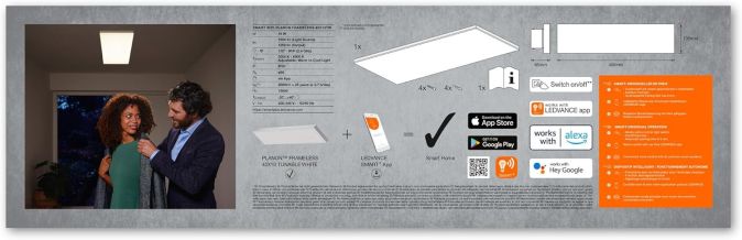 Ledvance Smart+ WIFI Tunable Weiß Panel Planon Frameless Dimmbare LED Deckenleuchte 400mmx100mm