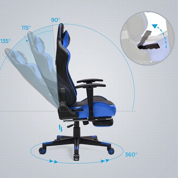 SONGMICS Gaming Stuhl Bürostuhl Schreibtischstuhl verstellbare Armlehnen