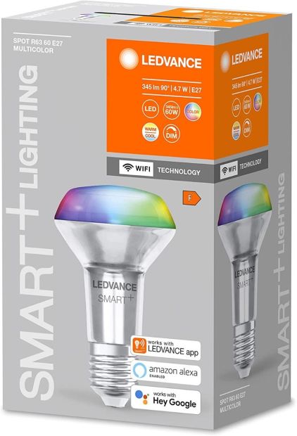 LEDVANCE Smarte LED R63 Spotlampe mit Wifi E27 RGB 60W-Glühbirne