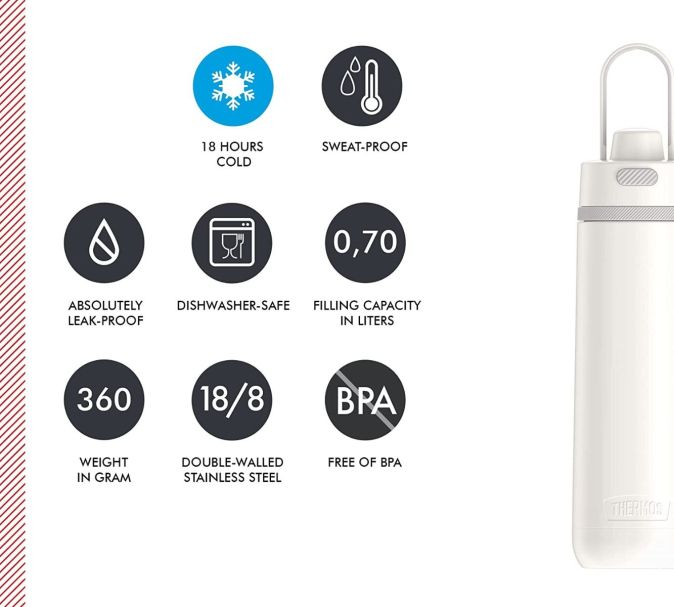 THERMOS Guardian Line Isolier-Trinkflasche 700 ml Weiss Matt Edelstahl