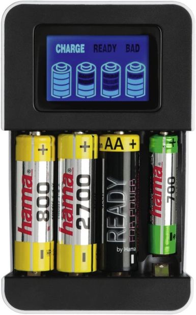 Hama Batterieladegerät AA AAA Akku Ladegerät Batterieprüfer LCD-Display Hama Batterieladegerät AA AAA Akku Ladegerät Batterieprüfer LCD-Display