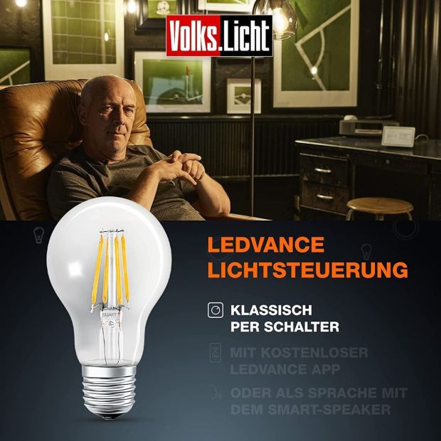 LEDVANCE Volks-Licht E27 Smart+ LED Lampe Bluetooth Lampe [ 6ER-PACK ]