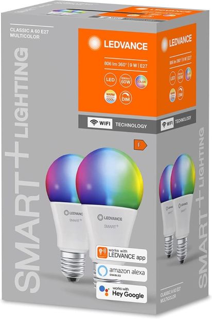 LEDVANCE Smart E27 LED Lampe RGB Dimmbar [2er-Pack]