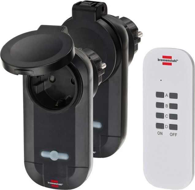 Brennenstuhl Funkschalt-Set 2er Funksteckdosen Set Schwarz
