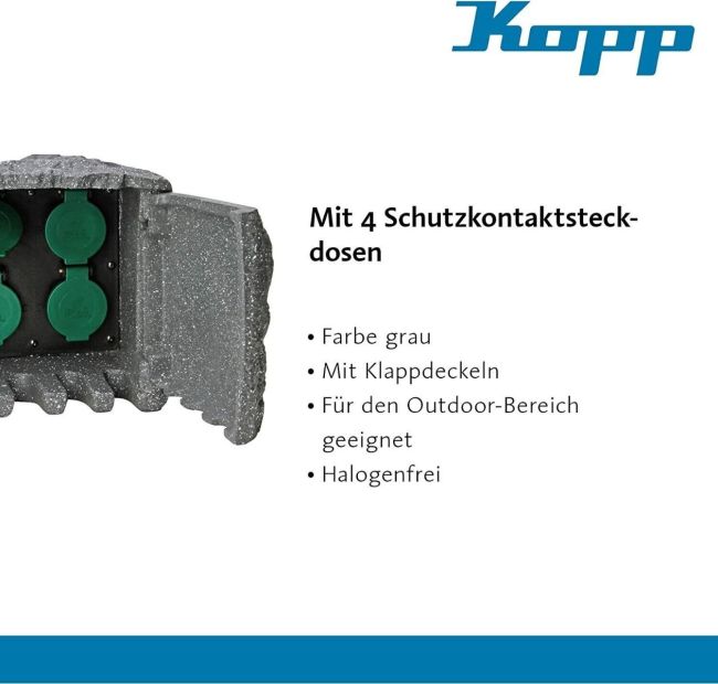 Kopp Energiestation 4-Fach Aussenstecker Steinsteckdose 1.5m