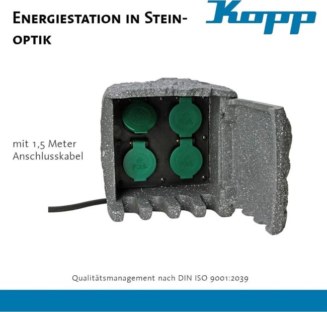 Kopp Energiestation 4-Fach Aussenstecker Steinsteckdose 1.5m