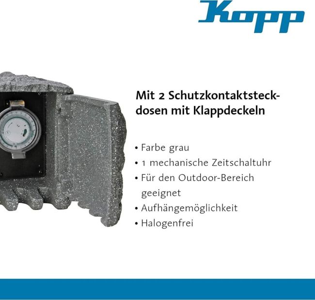 Kopp Energiestation 2-Fach Gartensteckdose mit Zeitschaltuhr