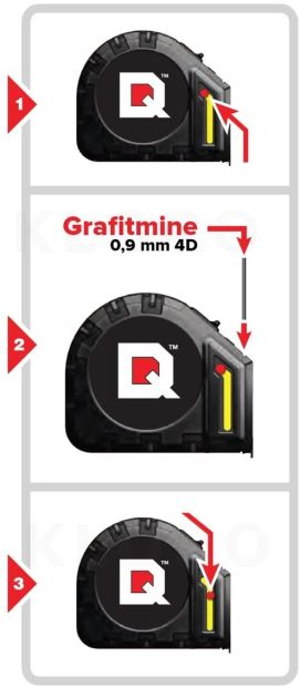 QUICKDRAW Bandmaß mit Grafit 8 m Maßband + Zusatz Ersatzminen in Wert