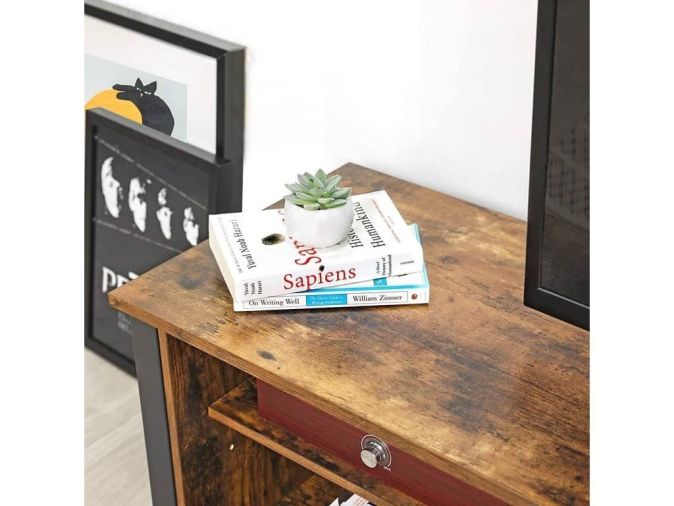 VASAGLE TV Schrank Fernsehtisch 2 Schiebetüre mit 2 Regalebenen 110 x 40 x 45 cm