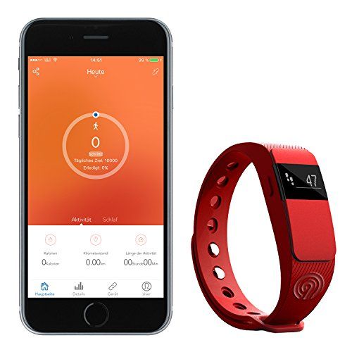 NINETEC Smartfit F2 Rot Fitness Tracker Bluetooth 4.0 Aktivitätsarmband mit Schlafanalyse