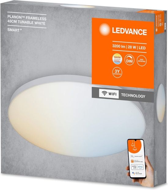 LEDVANCE Smarte+ Planon Frameless Ø 45 cm WIFI Dimmbar LED Decken/Wandleuchte 