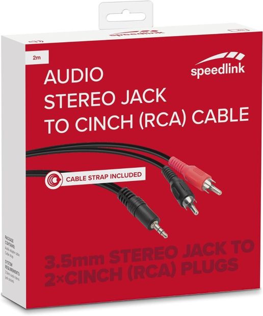 Speedlink Klinke auf Cinch Kabel 3,5mm Klinke auf 2x Cinch audio Kable Adapter