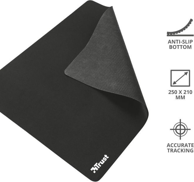 Trust Rutschfeste Gummi Mauspad 25cm x 21cm Schwarz