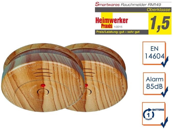 2x Rauchmelder Holzoptik inkl. Batterie von Smartwares 2x Rauchmelder Holzoptik inkl. Batterie von Smartwares