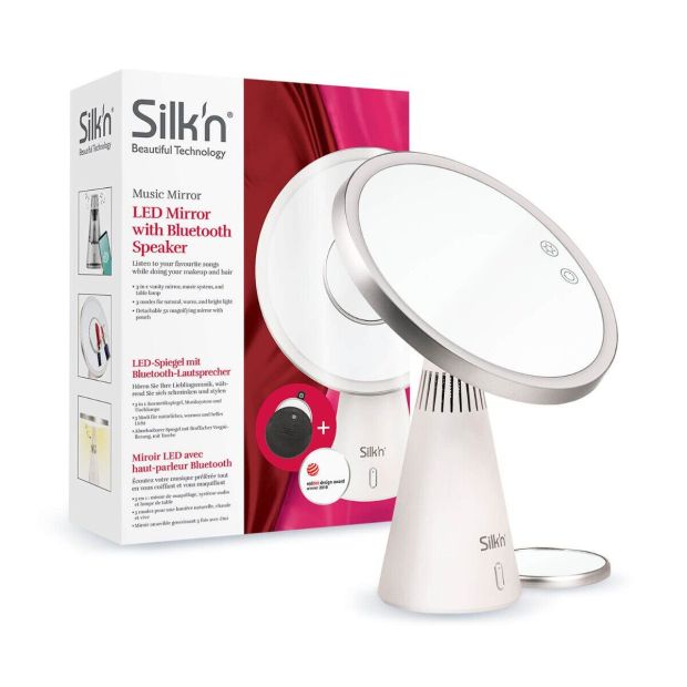 Silk'n Make-up Spiegel Kosmetikspiegel mit Bluetooth-Lautsprecher LED Spiegel Silk'n Make-up Spiegel Kosmetikspiegel mit Bluetooth-Lautsprecher LED Spiegel