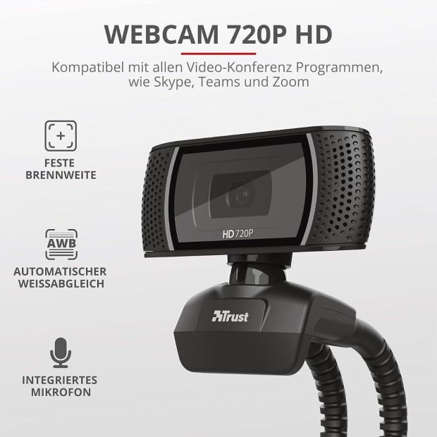Trust Trino HD 720p Webcam mit Mikrofon 
