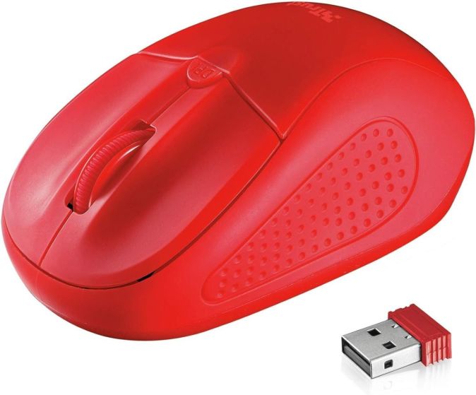 Trust Primo Kabellose Optische Maus USB Funkmaus 1600 DPI Rot [2er]