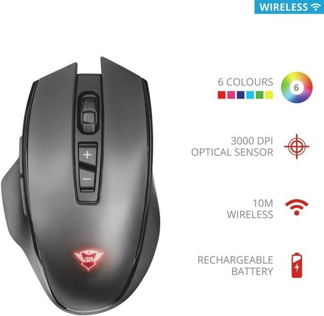 Trust GXT 140 Manx Gaming kabellose Maus 3000 DPI Wireless Mouse PC/Laptop