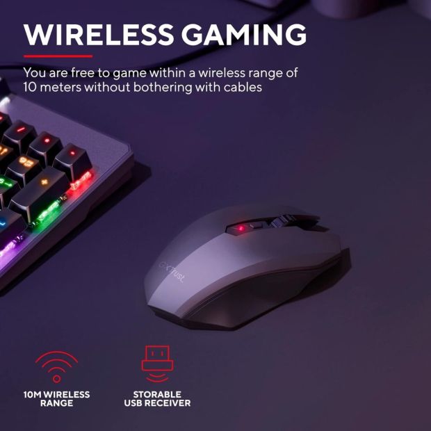 Trust Gaming GXT 115 Macci Kabellose Gaming-Maus 240-2.400 DPI 6 Tasten