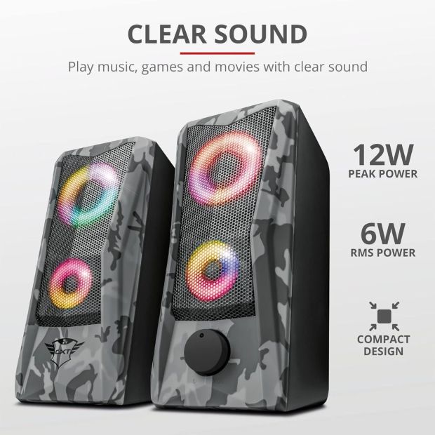 Trust Gaming GXT 606 Javv 2.0 PC Lautsprecher 12W RGB Speaker Set