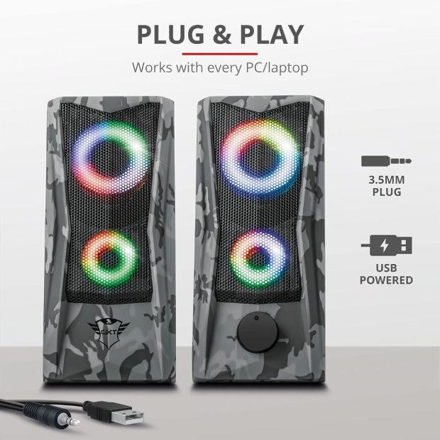 Trust Gaming GXT 606 Javv 2.0 PC Lautsprecher 12W RGB Speaker Set