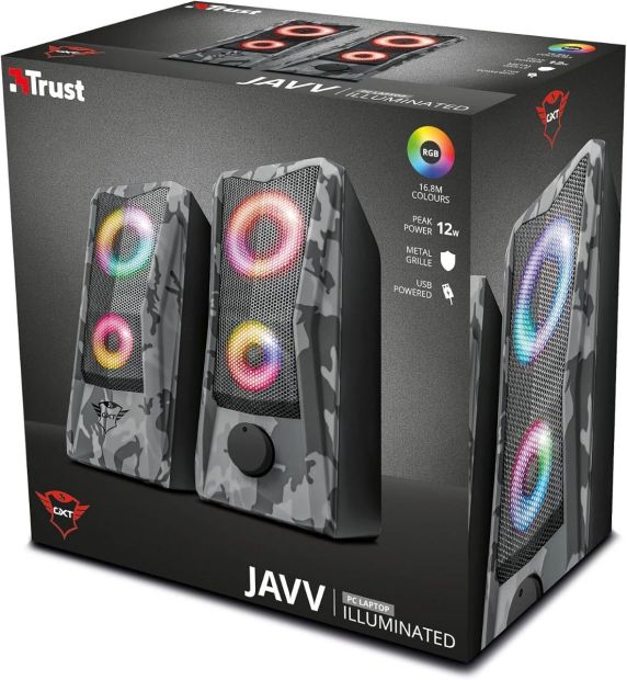 Trust Gaming GXT 606 Javv 2.0 PC Lautsprecher 12W RGB Speaker Set
